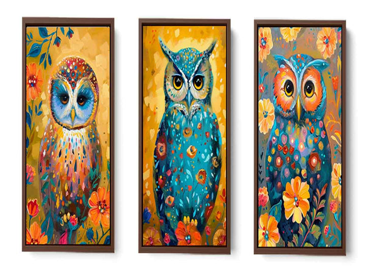 Owl  3 Piece  Art Set
