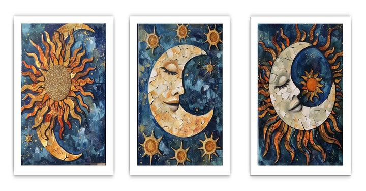 3 Piece Sun & moon Painting  Set