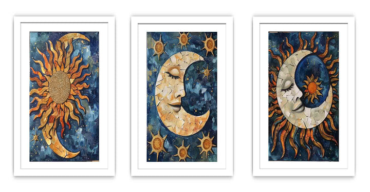3 Piece Sun & moon Painting  Set
