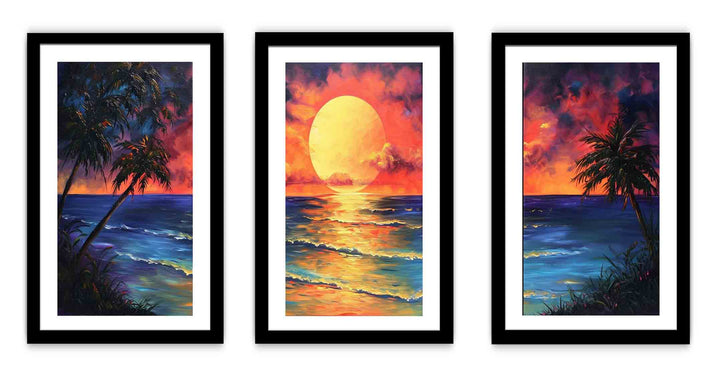 3 Panel  Sunset Wall Art Painting