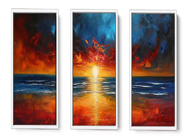 3 Panel Sunset Beach Art  Painting