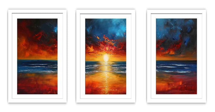 3 Panel Sunset Beach Art  Painting