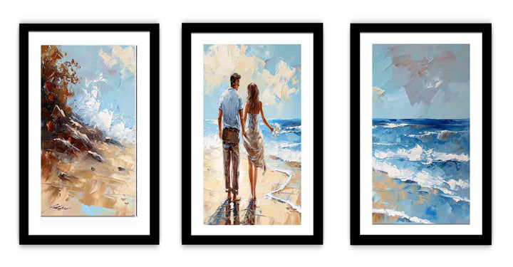 3 Panel Couple  Art  Beach Painting