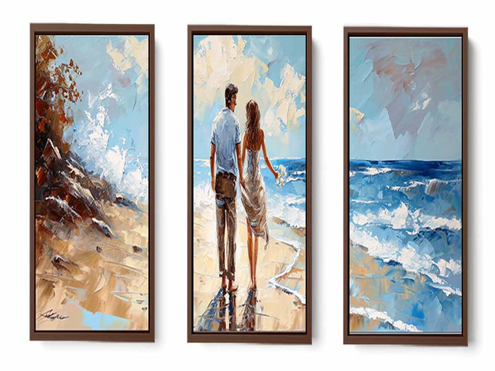 3 Panel Couple  Art  Beach Painting