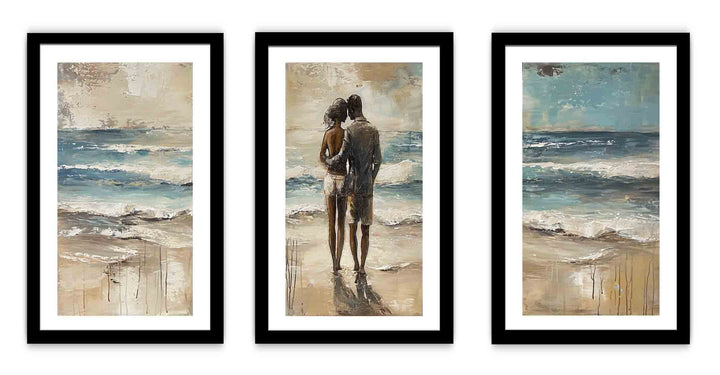 Couple Love Beach Painting Set of 3