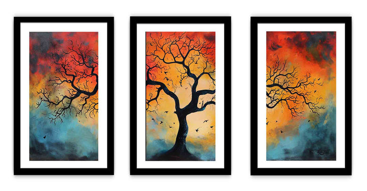 3 Piece Tree Wall Art Painting Set