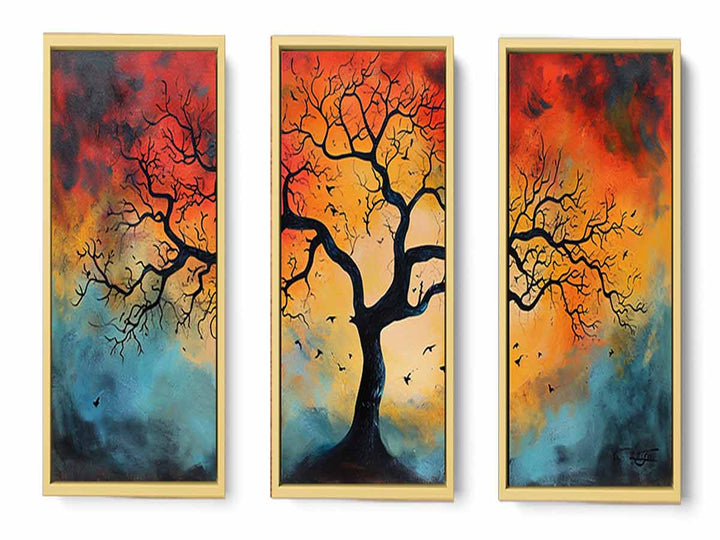 3 Piece Tree Wall Art Painting Set