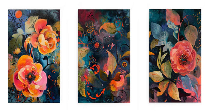 3 Panel Floral Art Painting