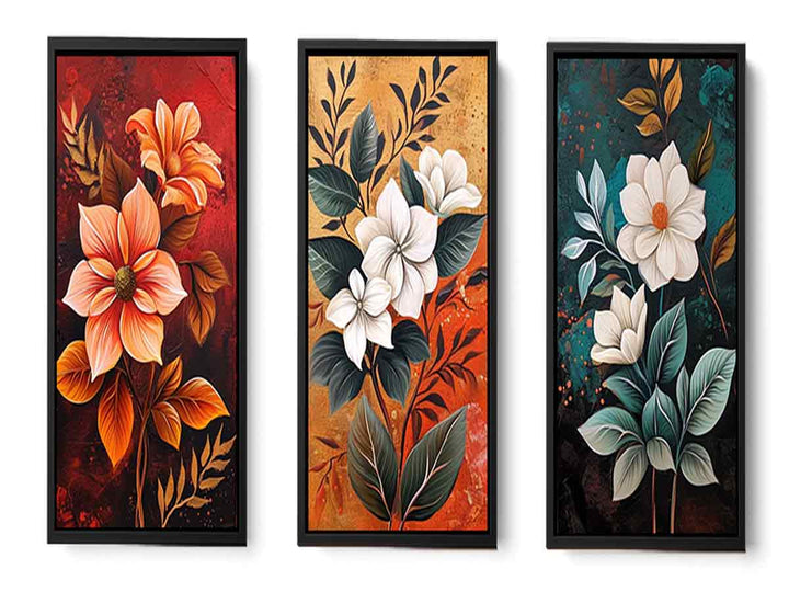 3 Panel Flower Painting Set