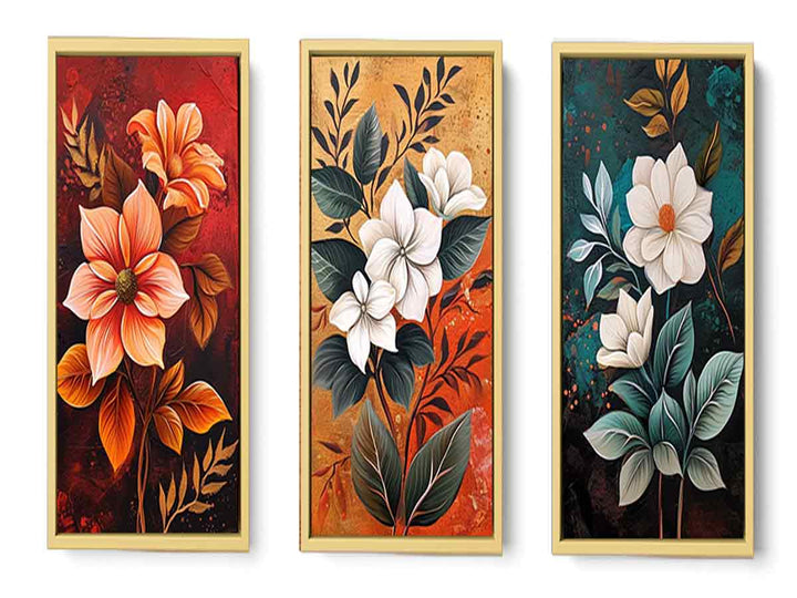 3 Panel Flower Painting Set