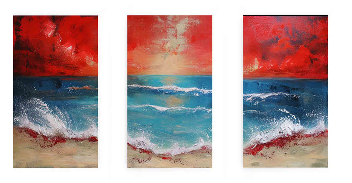 3 Panel Beach  Art Painting
