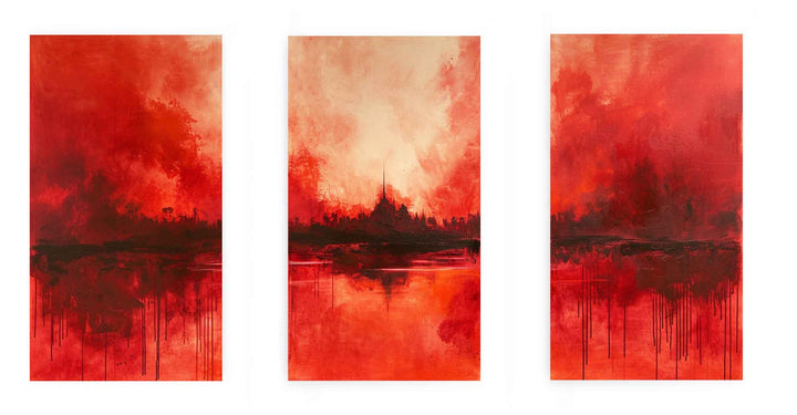3 Panel  Red Painting