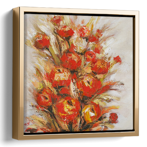 Red Abstract Floral Painting 