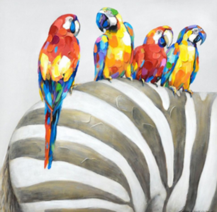 Parrot and Zebra Art Painting 