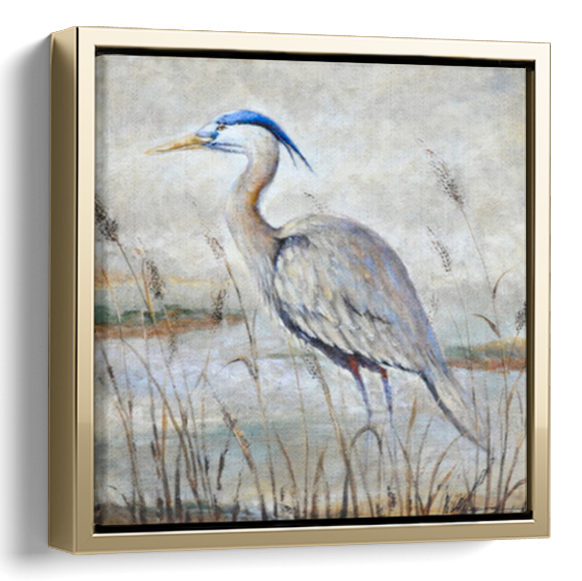 Grey Heron Bird Oil Painting 