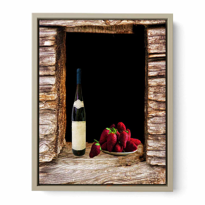 Wine and Strawberry Still Life Painitng 