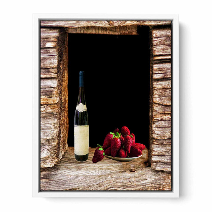 Wine and Strawberry Still Life Painitng 