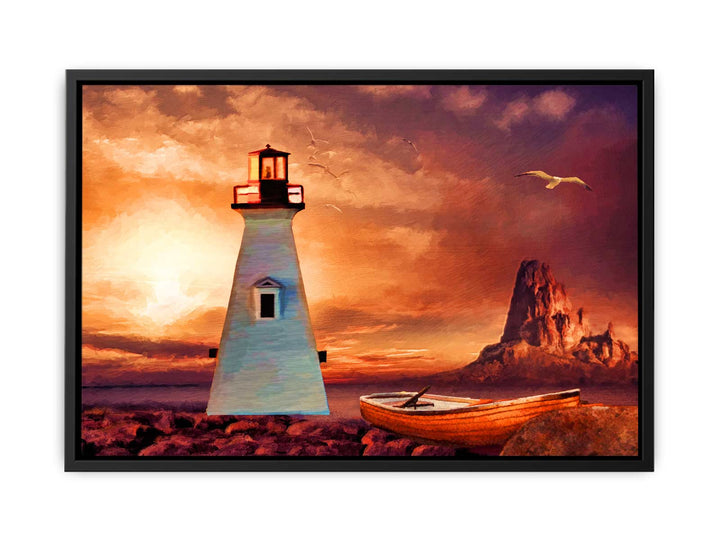 Vinatge Lighthouse Painting 