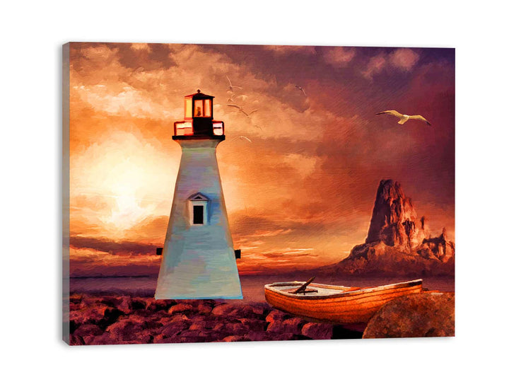 Vinatge Lighthouse Painting 
