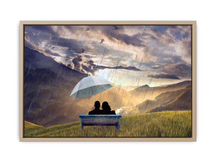 Love in Rain  Couple Painting 