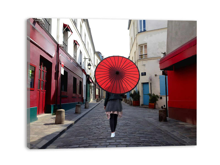 Women Red Umbrella Painting 
