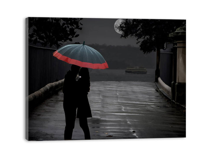Grey Couple Umbrella Painting 