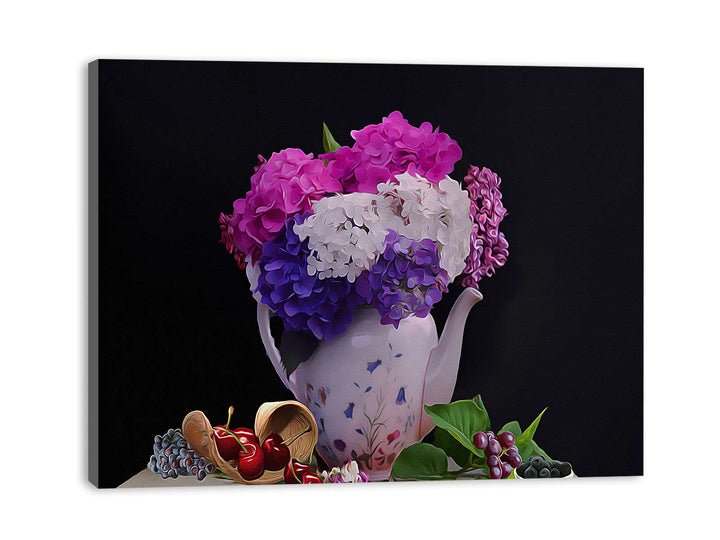 Blue And Pink Still Life Painting 