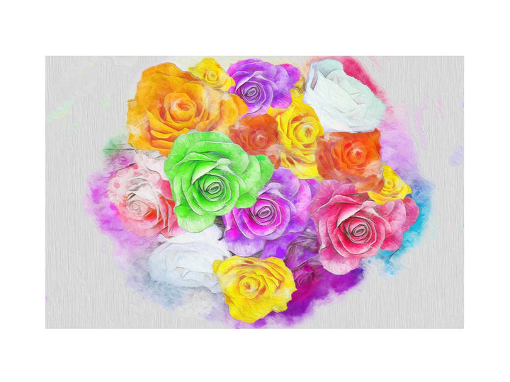 Rainbow  Rose Painting