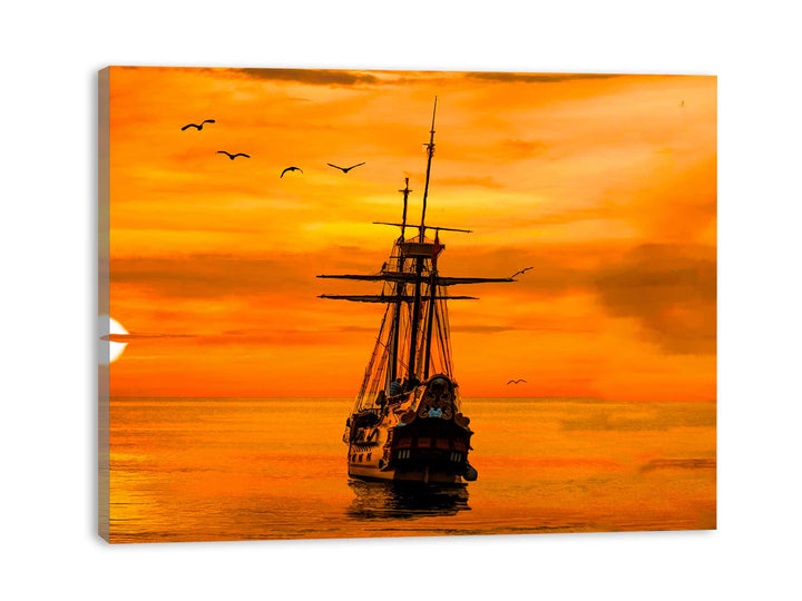 Ship Sunrise Painting 