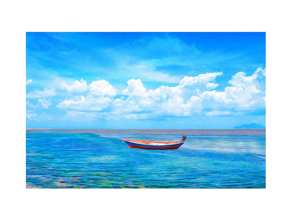 Blue Sea  Boat Painting
