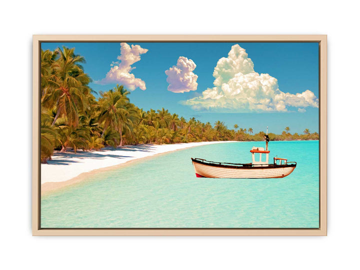Coconut Trees and Boat Painting 