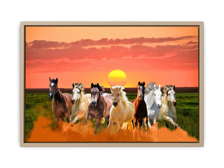 Seven Horse Painting with sunrise 