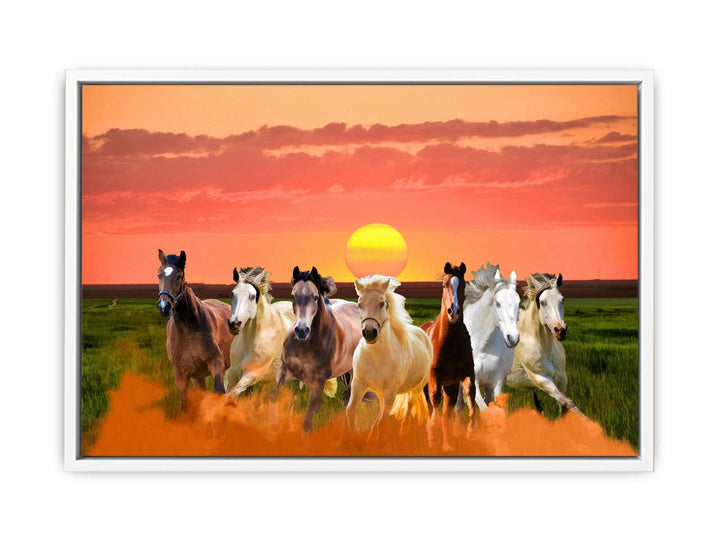 Seven Horse Painting with sunrise 
