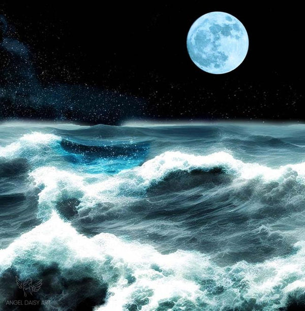Sea Storm & Moon Painting