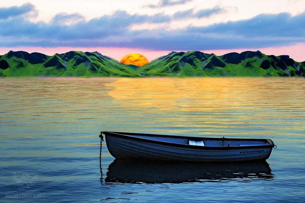 Mountain Lake Sunrise Painting