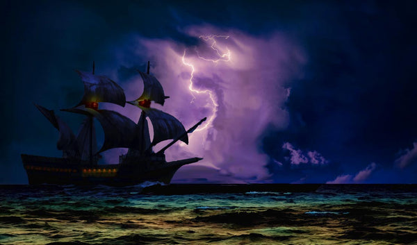 Ship Lightning  Painting