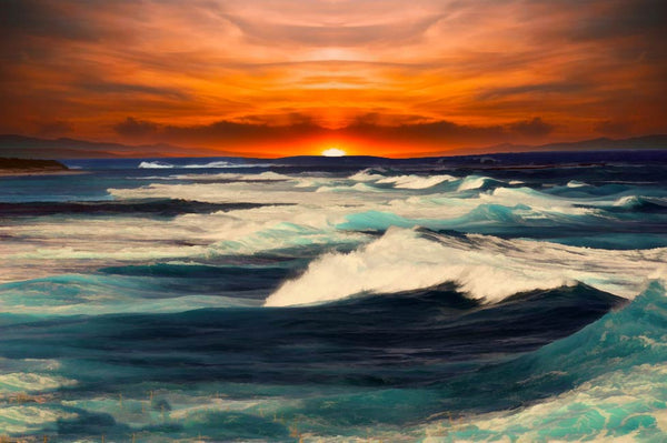 Sunrise Blue Lake Painting