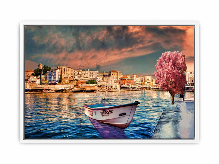 Pink Tree  Boat Painting 