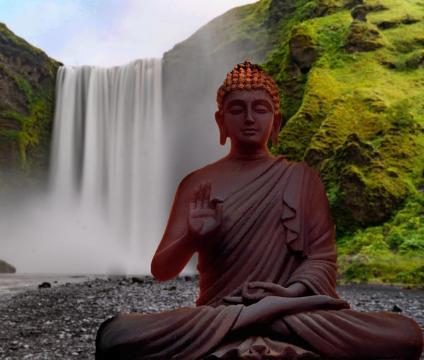 Buddha Meditation Pose Waterfall Painting