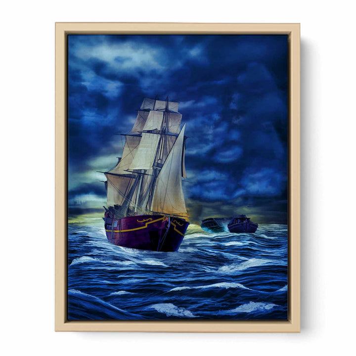 Sailing Ship in Storm Painting 