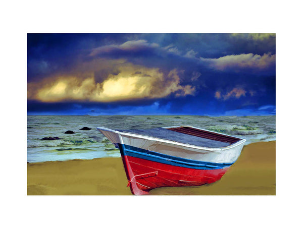 Colorful Boat Beach Painting 