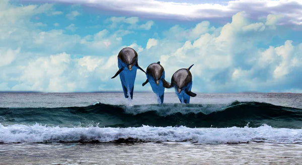 Three Blue Dolphin Painting