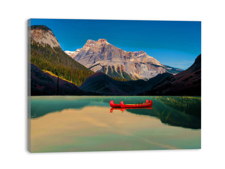Lake Red Boat Painting 