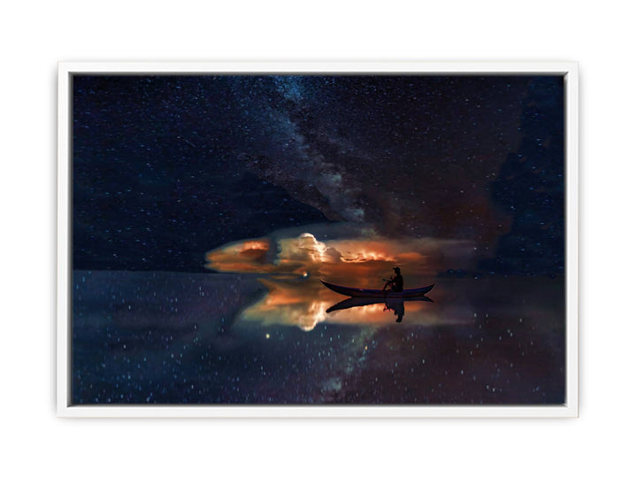 Man Boat  Galaxy Universe Painting 
