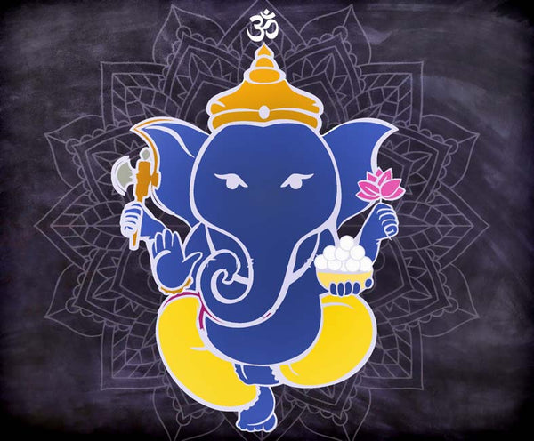 Yellow Blue Ganesha Painting
