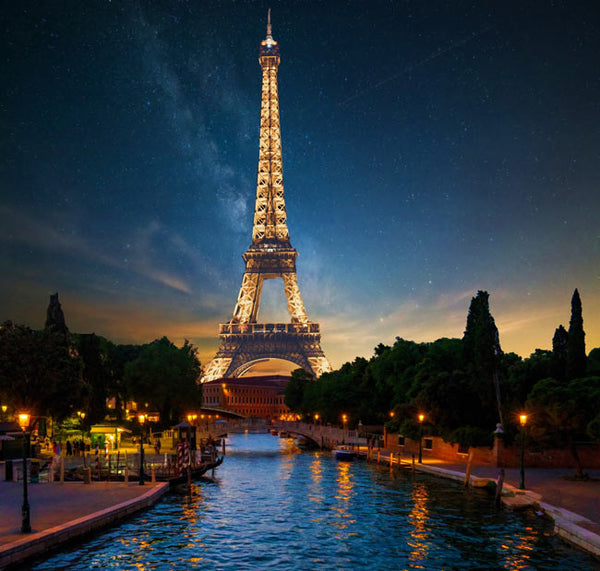 Night view Eiffel Tower In Paris Painting