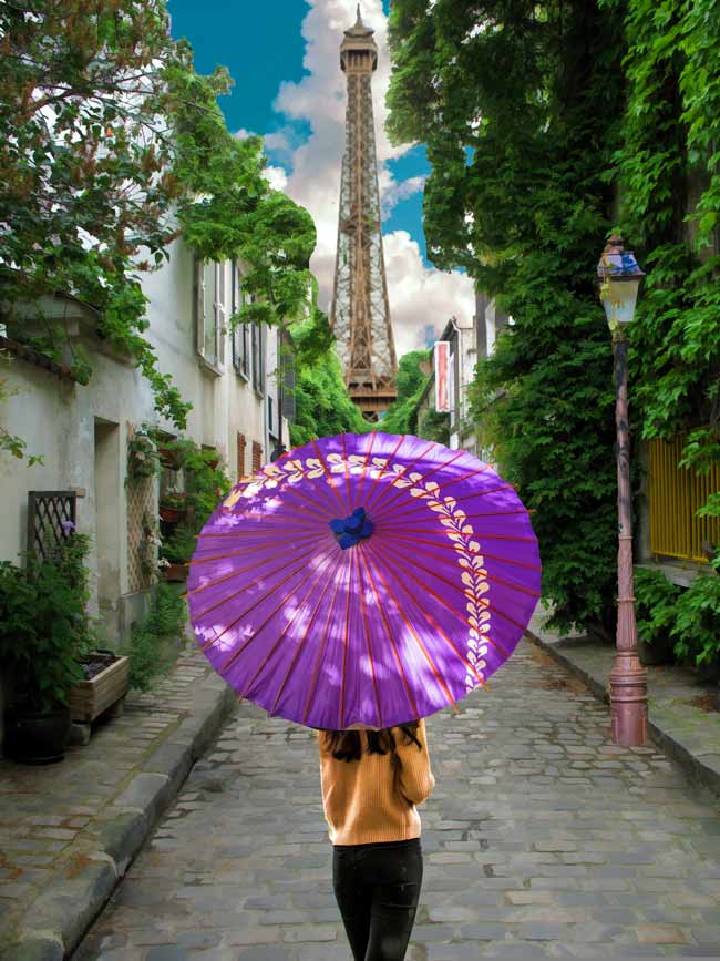 Paris street Eiffel Tower Painting