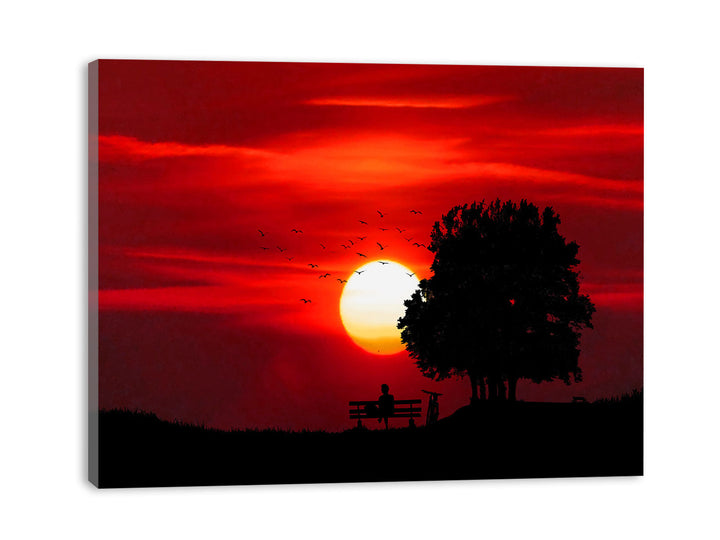 Sunset Alone Boy Painting 