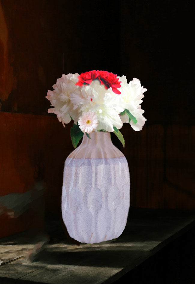 White Flower Vase Painting