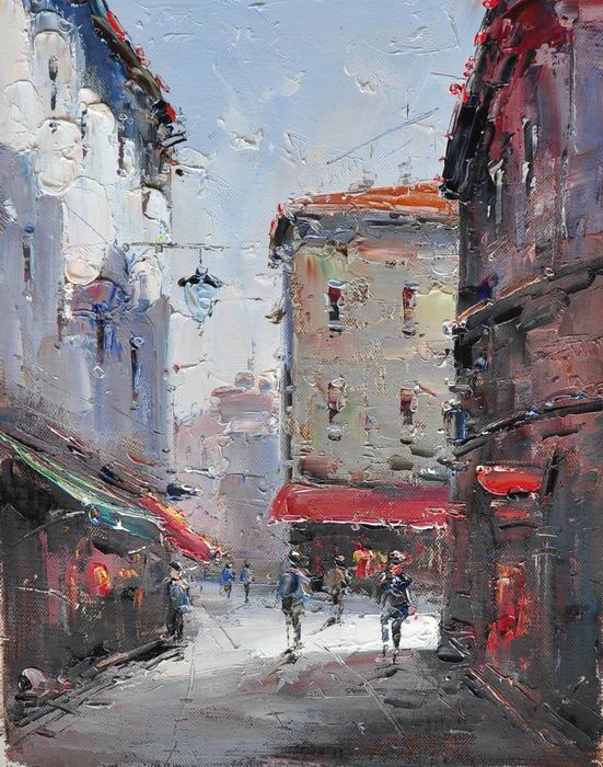 People Streetscape Knife Art Painting 